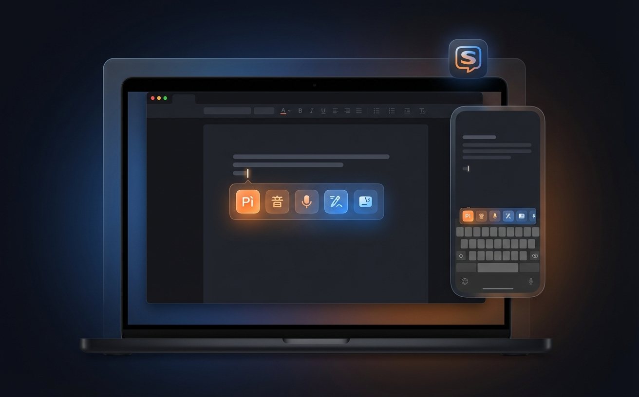 搜狗输入法候选栏显示与输入状态示意