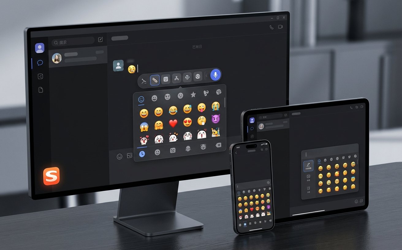 搜狗输入法首次登录后词库同步与表情功能界面