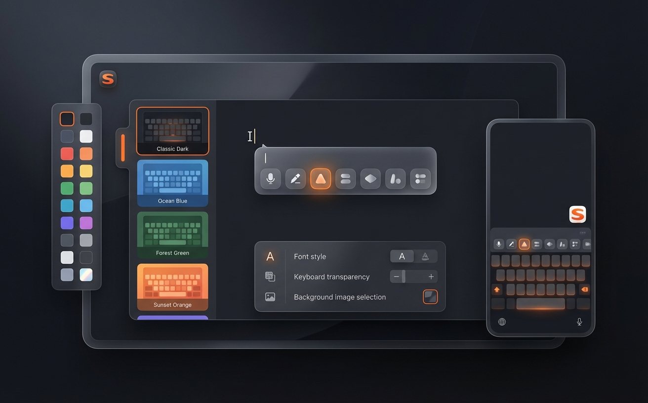 搜狗输入法主题界面与输入习惯配置展示